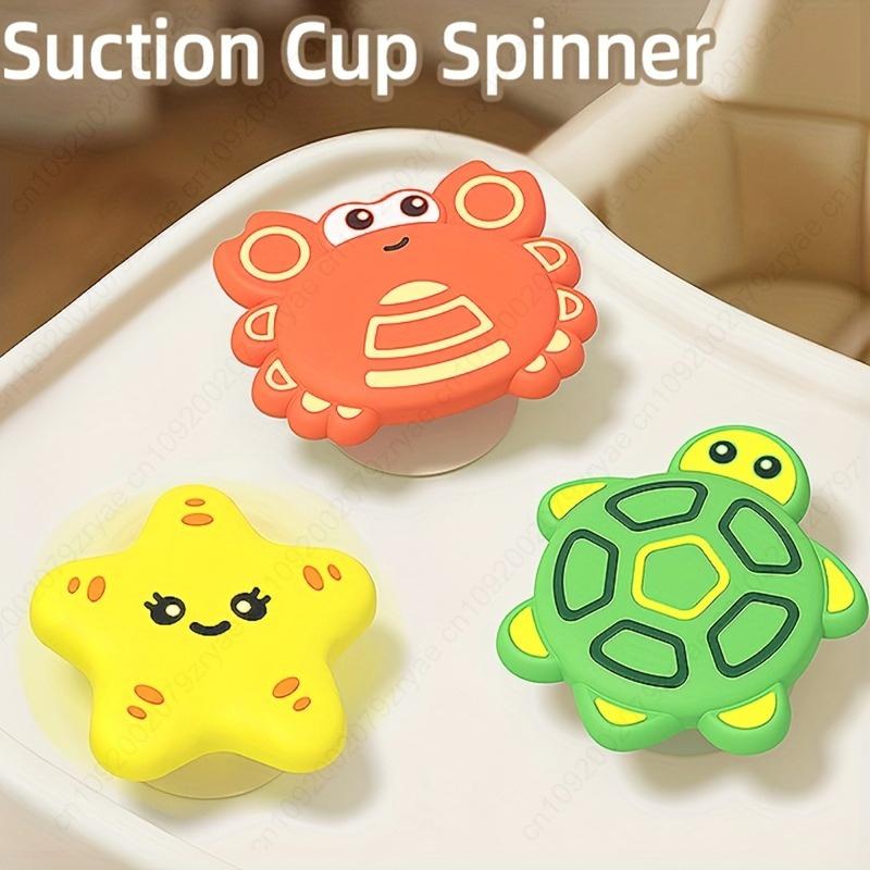 3Pcs/Set Baby Bath Toys Funny Bathing Sucker Spinner Suction Cup Cartoon Rattles Fidget Educational Toys, and grip toys