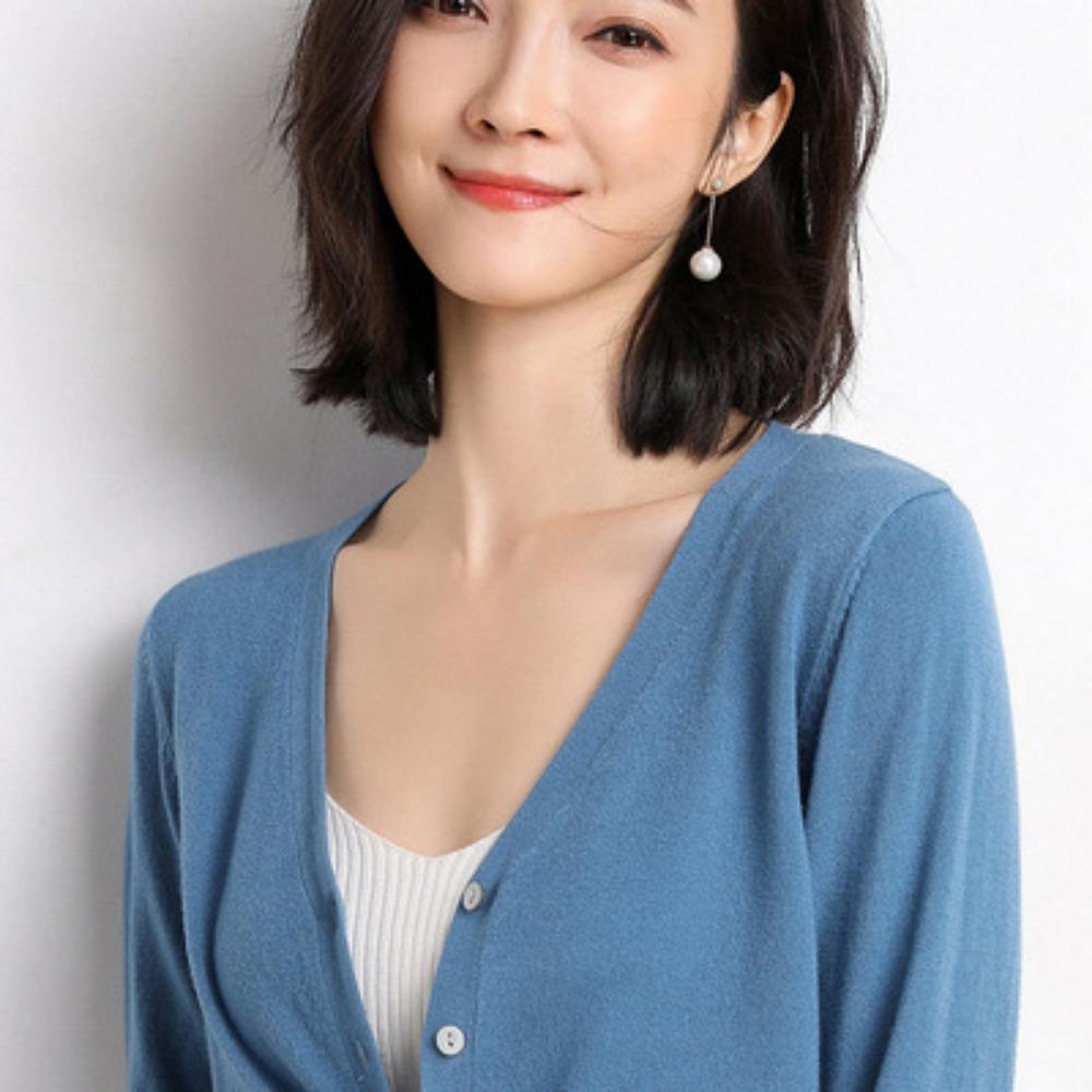 A New Style of V-neck, Thin Cardigan and Short Knitted Women's Coat with A Spring and Autumn Knitted Sweater As The Base