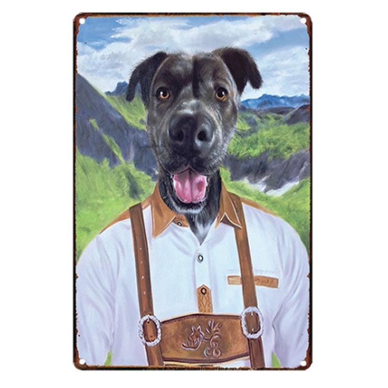 Dressed Dog Vintage Metal Tin Poster For Bedroom Wall Decoration Pet Dog Shabby Chic Tin Poster