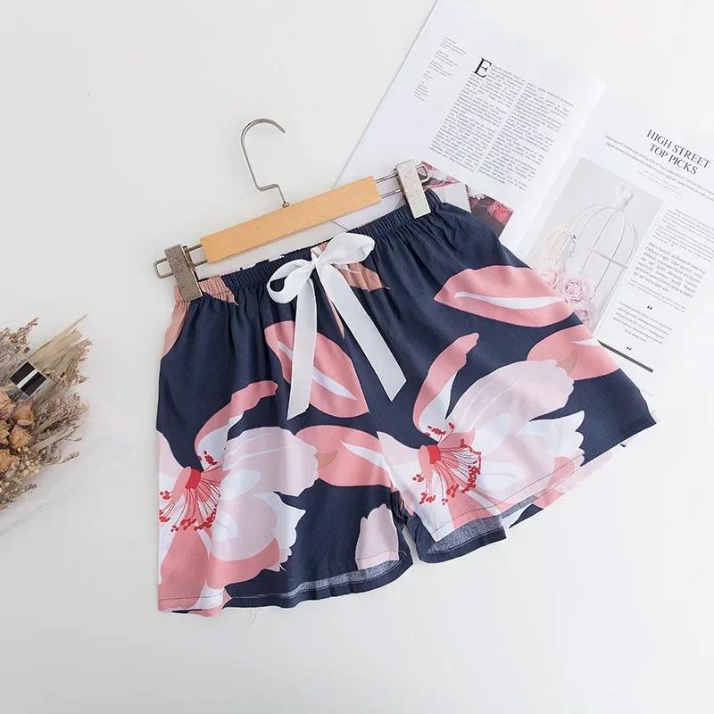 1 Stück Nachtwäsche Sommer Baumwolle Locker Geblümt Bedruckt Übergröße Damen Mädchen Shorts Pyjama Strandhosen