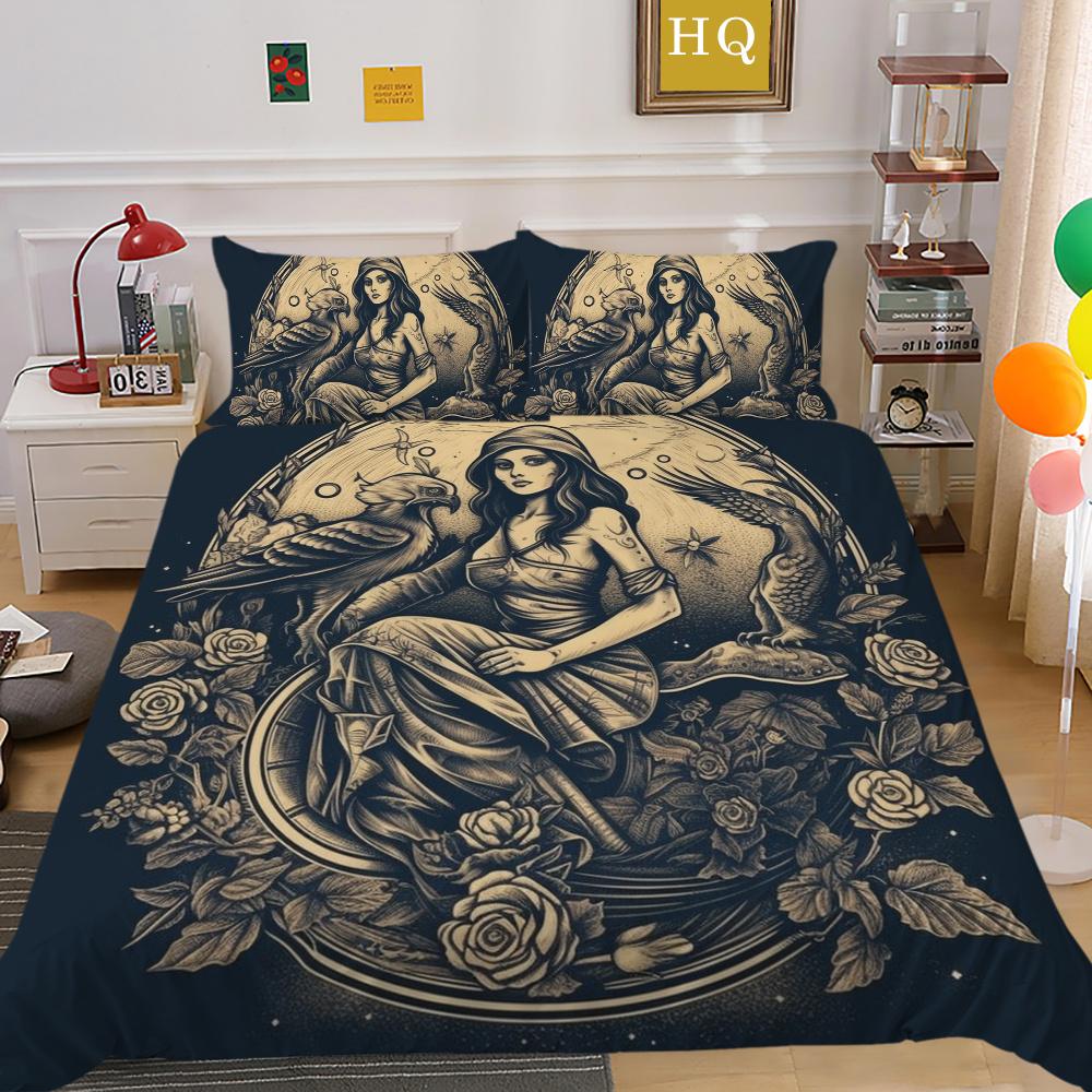Beauty Skull Printed Home Bedclothes Double Size Microfiber Teen Fashion High Ranking Bedroom Decor