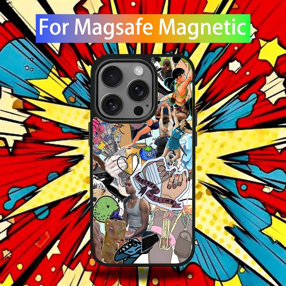 Pouzdro na telefon s motivem lezecké stěny pro iPhone 17,16,15,14,13,12,11 Pro,Max,Plus,Mini,Air,E Magnetický kryt Magsafe