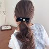 French Retro Velvet Pearl Bow Banana Clip Autumn and Winter Elegant and Stylish Hair Accessory