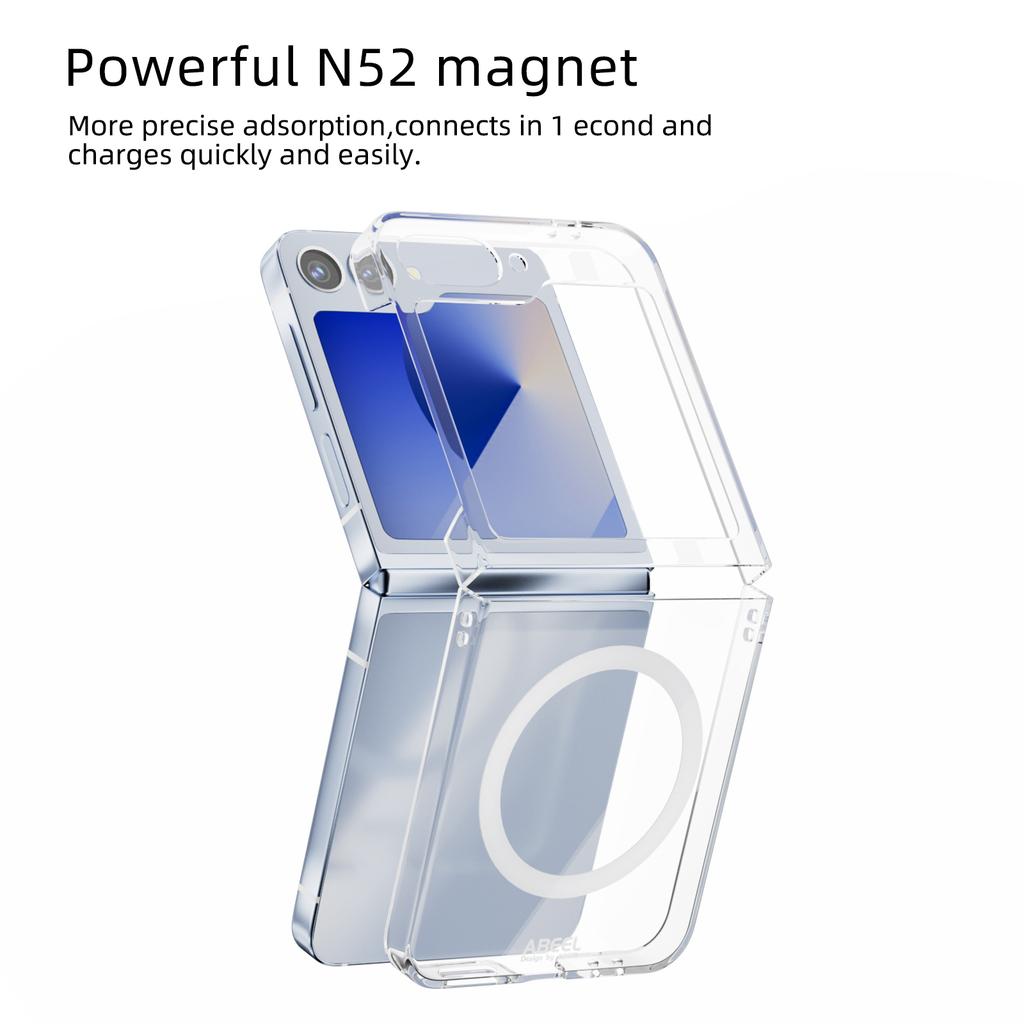 ABEEL For Samsung Galaxy Z Flip6 5G Magnetic Case Clear PC Anti Scratch Phone Cover