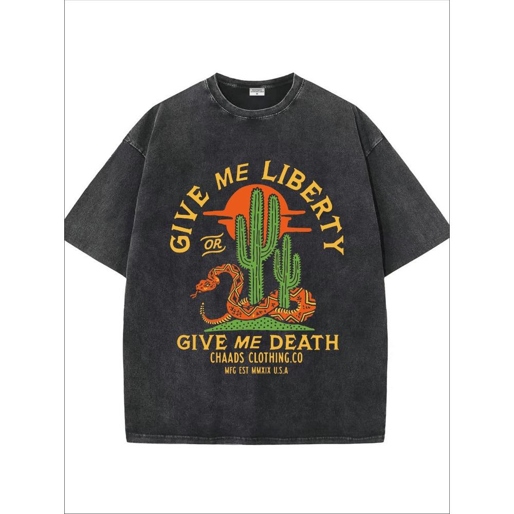 

Cactus Snake Sun Vintage Washed Graphic Short Sleeve T-Shirt S