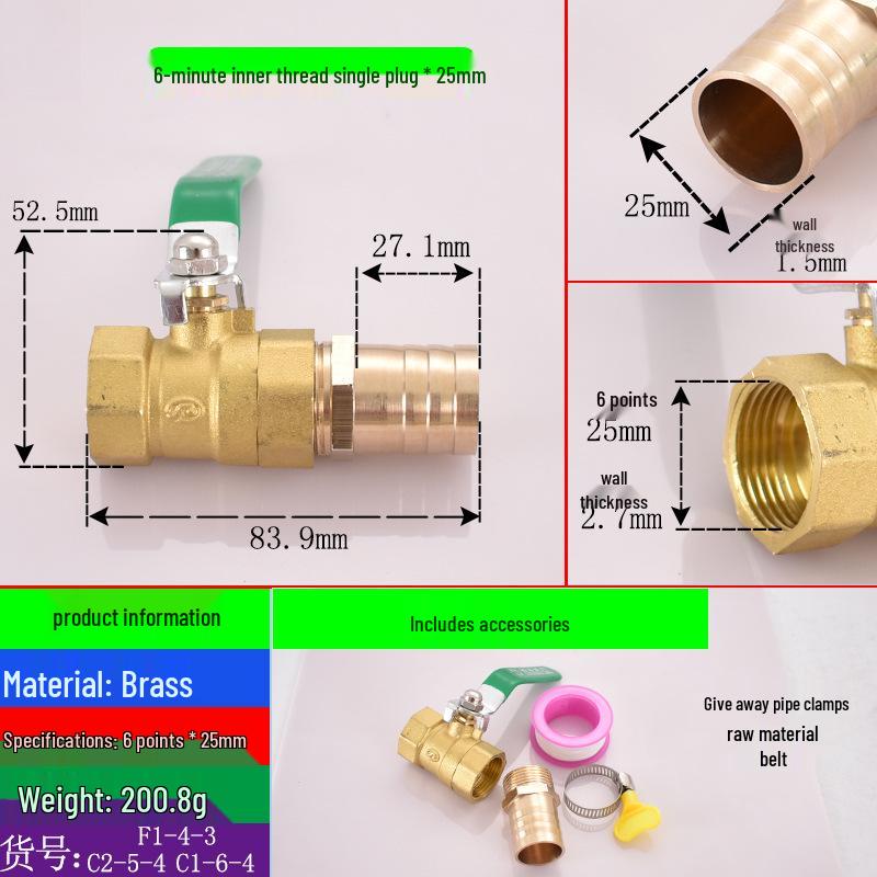 Brass Pagoda Water Pipe Ball Valve (6-19mm) with Hose Switch