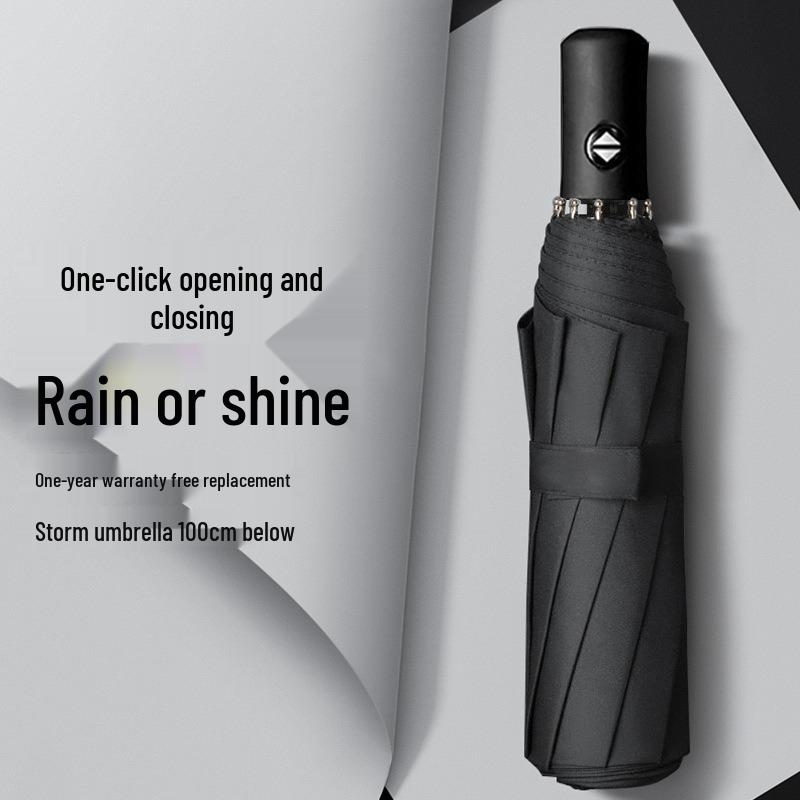 24-Rib Automatic Folding Umbrella: High-End, Large, UV Protection for All Weather