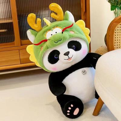 Fofos Bichos de Pelúcia de Panda Boneco Mascote do Ano do Dragão Boneco de Panda Gigante Panda se Transforma em Boneco de Dragão