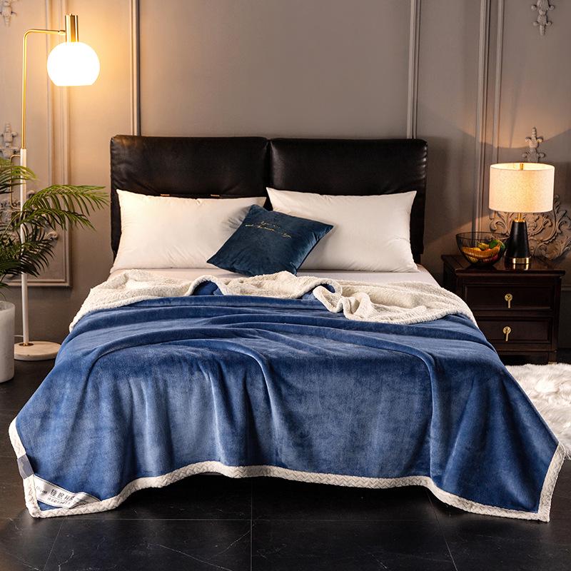 Double-Layer Plush Lamb Wool & Milk Velvet Blanket – Thick Flannel & Coral Velvet Throw for Bed or Air Conditioning.