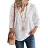 2026 Spring/Summer New Women's Loose V-neck Lace Embroidered Shirt White Top