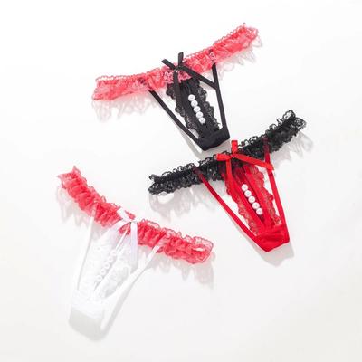 Dámská perlová krajková tanga G-String s nízkým pasem