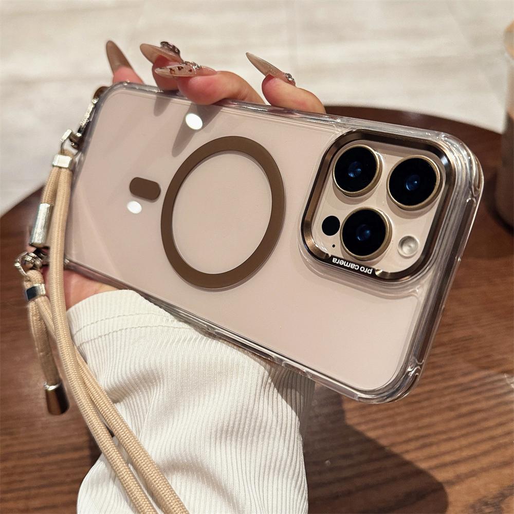 Crossbody Lanyard Necklace Transparent Magnetic For Magsafe Case for iPhone 17 15 11 12 13 14 16 Pro Max Plus Anti-lost Cover