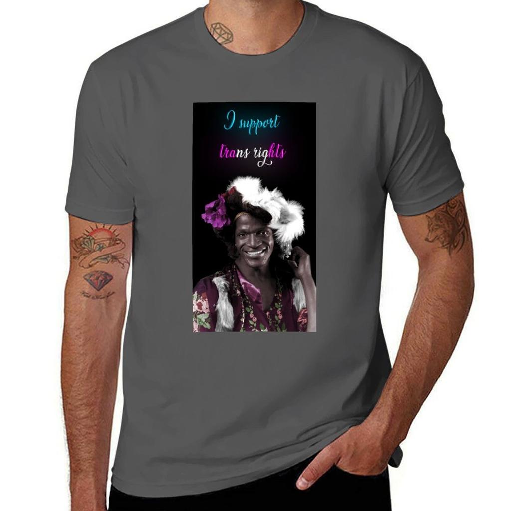 Marsha P. Johnson T-Shirt Black Cotton T-shirt Plain for Man Package Man T Shirt Luxury Cotton T Shirts High Quality T-Shirt