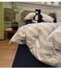 Washable Cotton Stripe Plaid Soft Bed Set: Includes Duvet Cover, Fitted Sheet & Pillowcases.