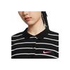 Nike Sportswear Small Logo Embroidered Color Block Striped Comfortable Casual Short Sleeve Polo Shirt Women Polo Shirts Black HM4649-010
