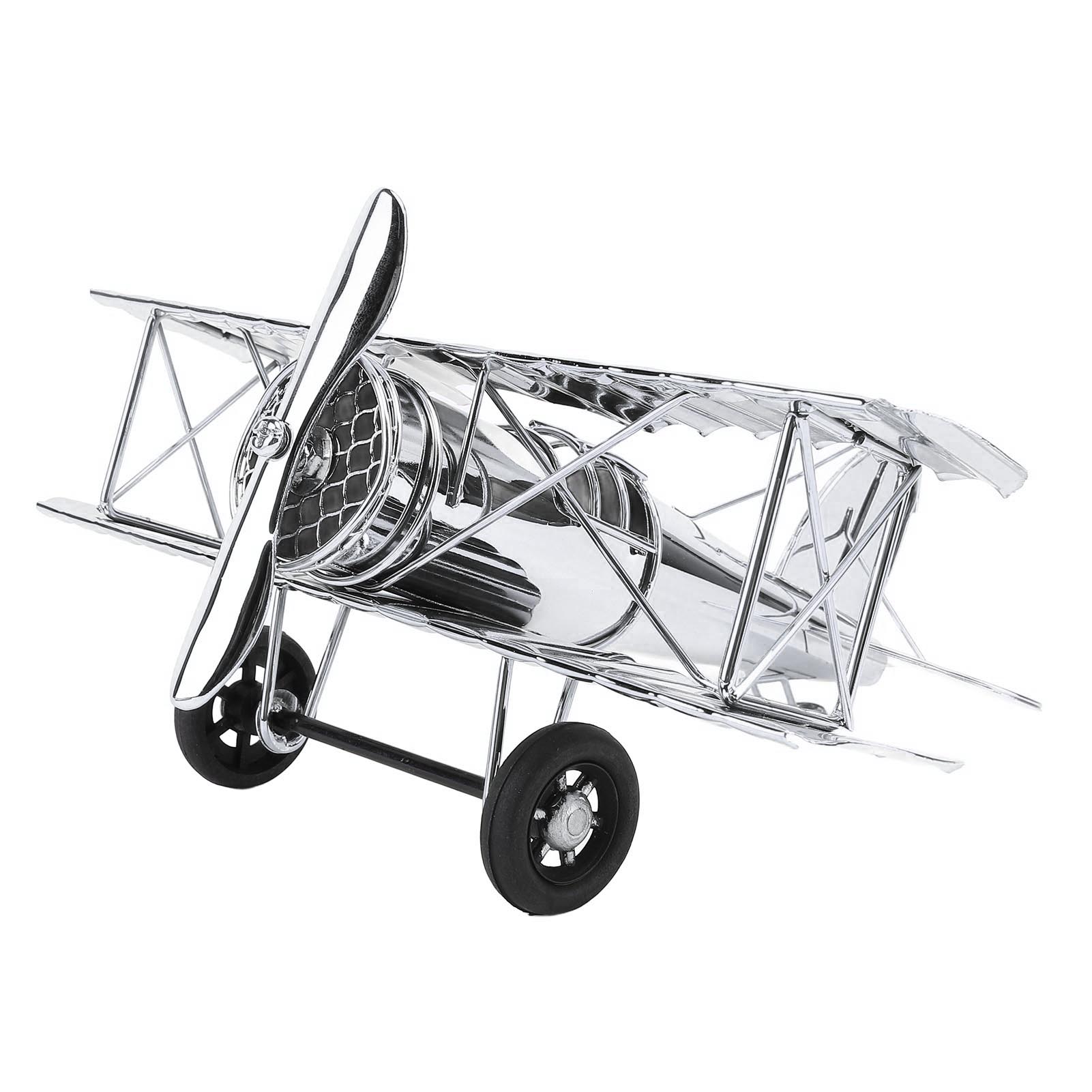 

Большая винтажная модель самолета, имитация ретро-железного самолета, украшение для декоративного самолета, домашний декор для Silver Plated