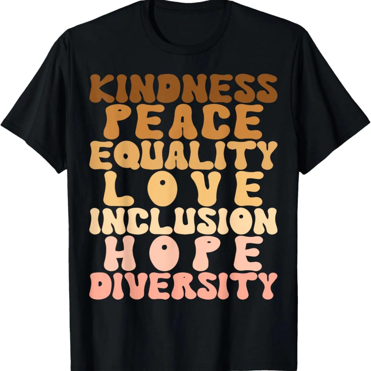 Peace Love Diversity Inclusion Equality Black History Month T-Shirt S чёрный