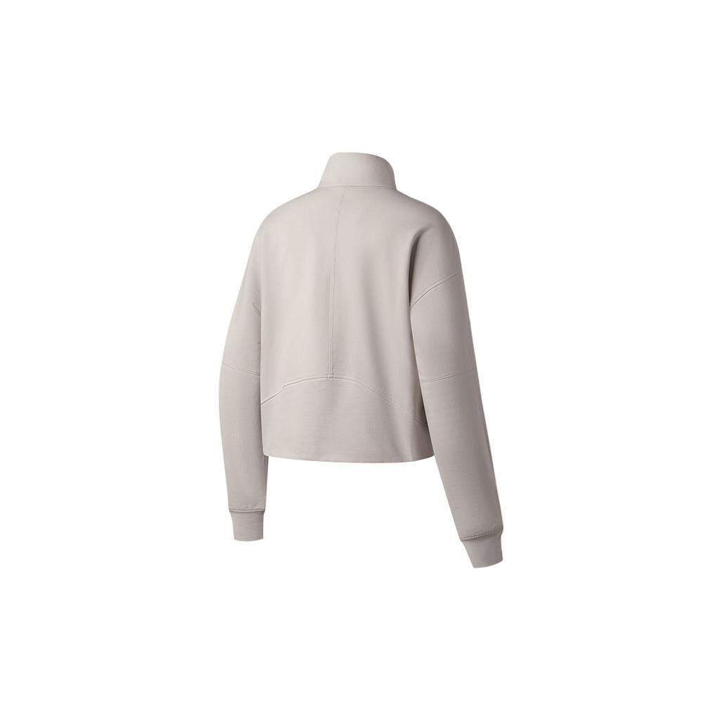 Li-Ning Fitness Series Jednobarevná mikina s kapucí na zip a dlouhým rukávem Dámské mikiny Měsíčně šedá AWDT130-4