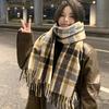 Knitted Retro Scarf Headscarf Winter Women Men Preppy Plaid Tassel Warm Scarve Pashmina Mujer Femme Male Long Wrap Shawl Unisex