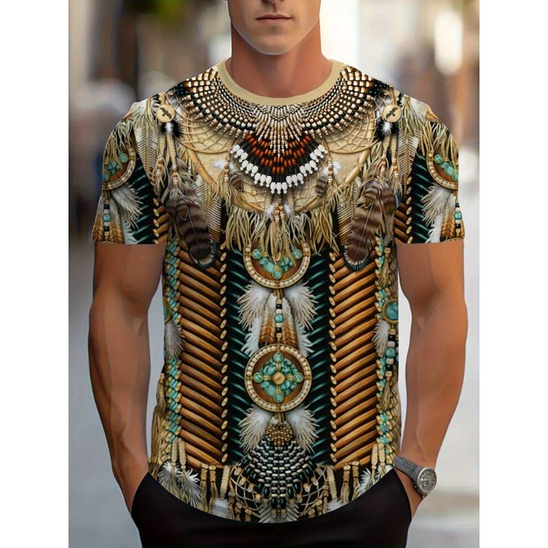 Men's T-Shirts Plus Size Ethnic Style Pattern Graphic Print T-Shirt Summer Short Sleeve Tshirt Oversized Casual T Shirts for Men