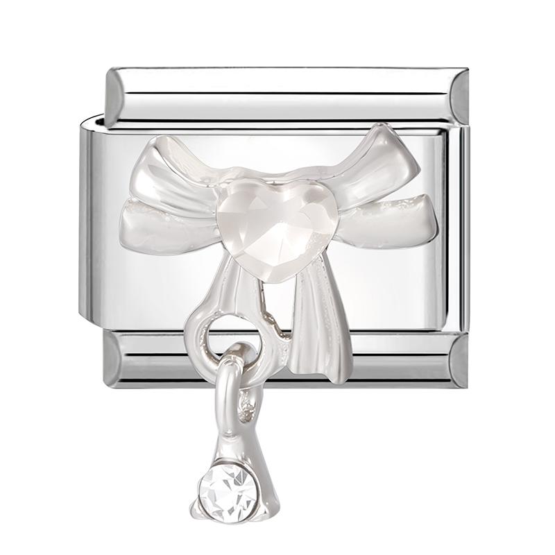 Women Zircon Heart Butterfly Moon Star Bow Pearl Pendant Italian Charm Links Fit 9mm Stainless Steel Bracelet DIY Making Gifts