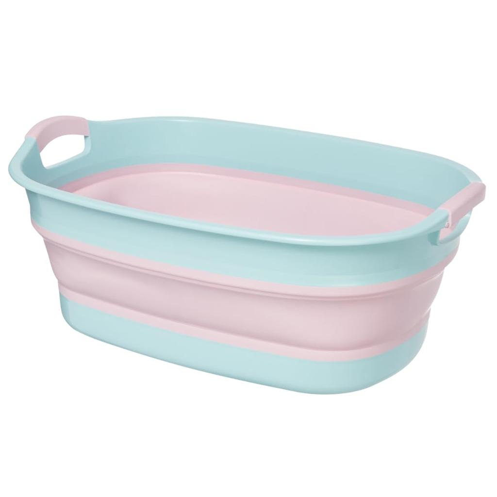 Isetou Soft Tub Wide Pet W X D X Made In with Drain Laundry Outdoor Large Compact Pet Baby Water Bath, Pink, 23L, 60.0cm 40.0cm 10.0-24.6cm H, Japan,