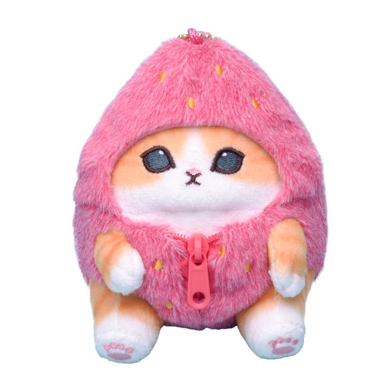 

Dress Cat Up Strawberry Plush Toy Bag Pendant Soft Stuffed Animal Doll Gift Kids Doll