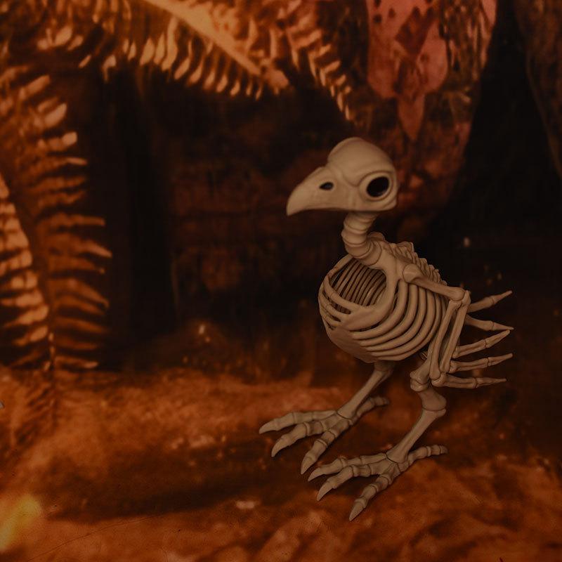 1 Peça Modelos de Animais Simulados Esqueleto Lobo SapoCorvo Esqueleto Decoração de Jardim Interno Externo Adereços de Decoração de Esqueleto de Halloween