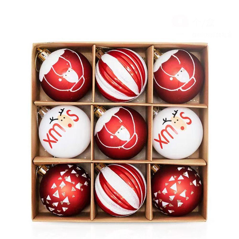 9Pcs/set Xmas Baubles Christmas Ball Ornament Plastic Christmas Decorations