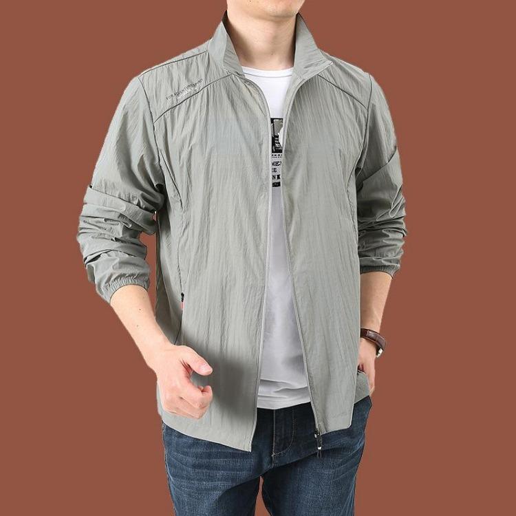 Stand Up Collar Loose Fit Men's Breathable Windbreaker Jacket for Outdoor Sports Casual Wear