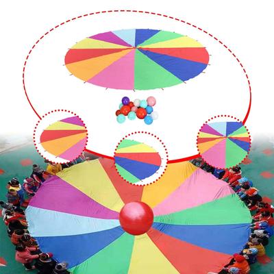 Rainbow Umbrella Beach Parachute Toy for 9 To 14 Children Interactive Kindergarten Sensory Training
