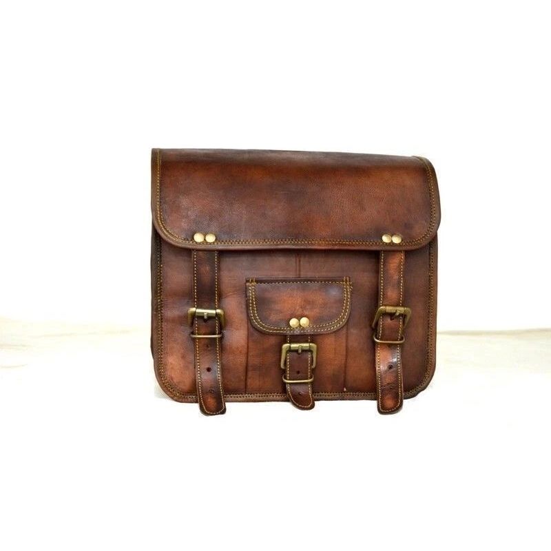Bag Leather Motorcycle Pouch 2 Side Saddlebag Saddle Panniers Brown Tool Storage