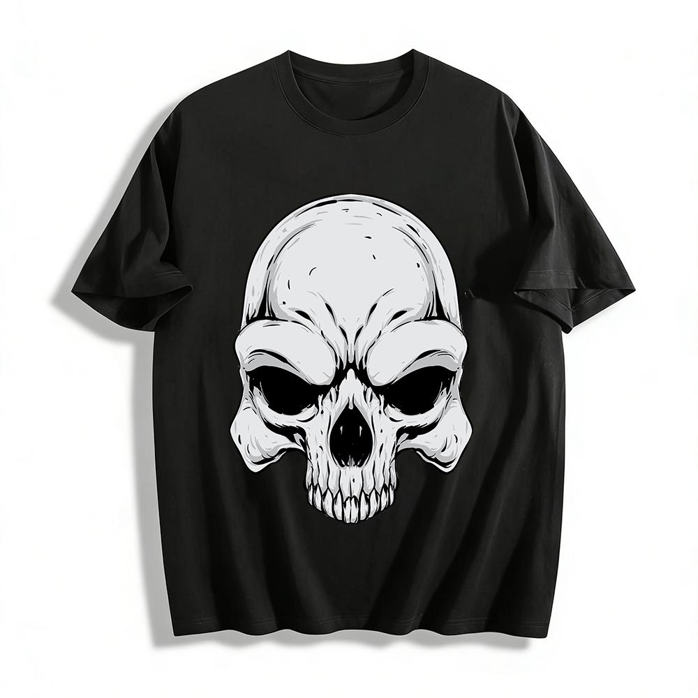 Dark Style Personalized Skull Print Trendy Casual Crew Neck T-Shirt Pure cotton T-shirt XXS