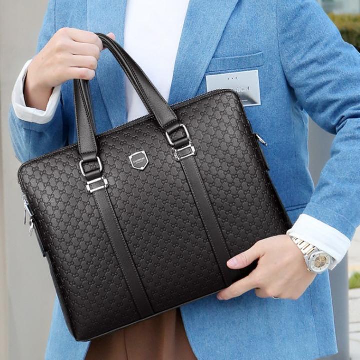 Men's Bag Carrying Large Capacity Multi-functional Briefcase Male Business Shoulder Leather Casual Satchel