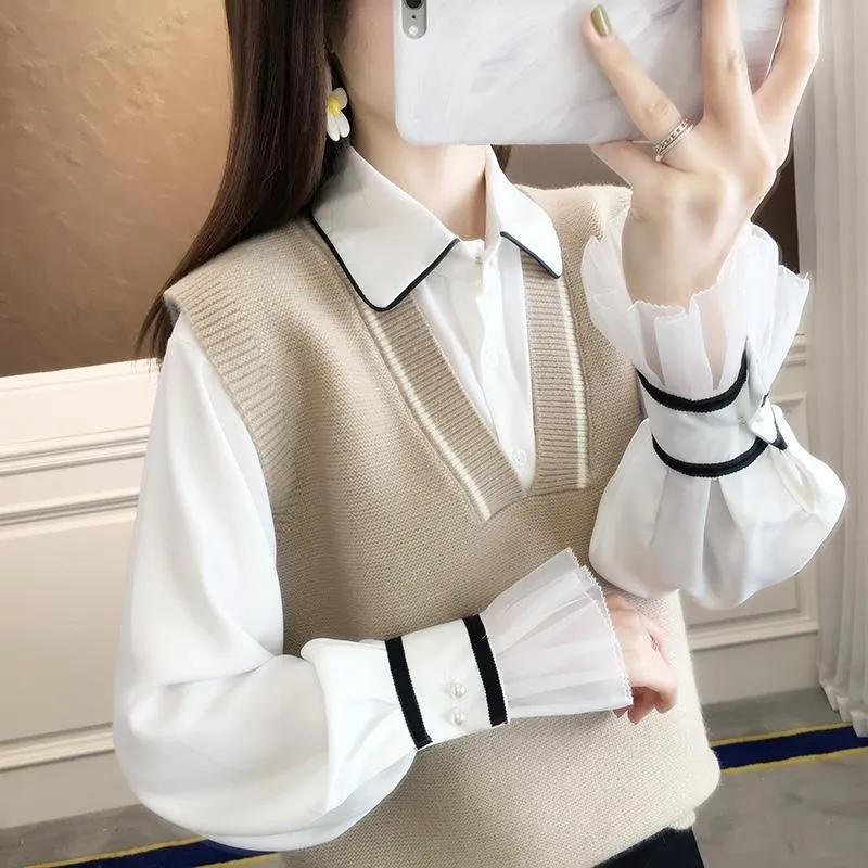 WTEMPO Fall Winter Simple Loose Casual Warm Jumpers Women Solid Color Sweater Vests V-neck Knitted Sleeveless Pullovers
