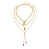 Creative Dripping Cherry Pineapple Fruit Necklace, Fashionable Pentagram Beaded Necklace For Women