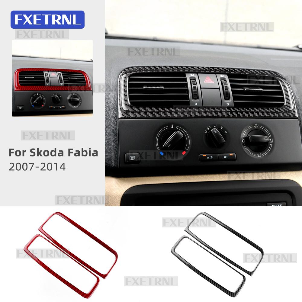For Skoda Fabia 2 MK2 5J 2007 2008 2009 2010 2011 2012 2013 2014 Real Soft Carbon Fiber Sticker Car Central Control Air Outlet