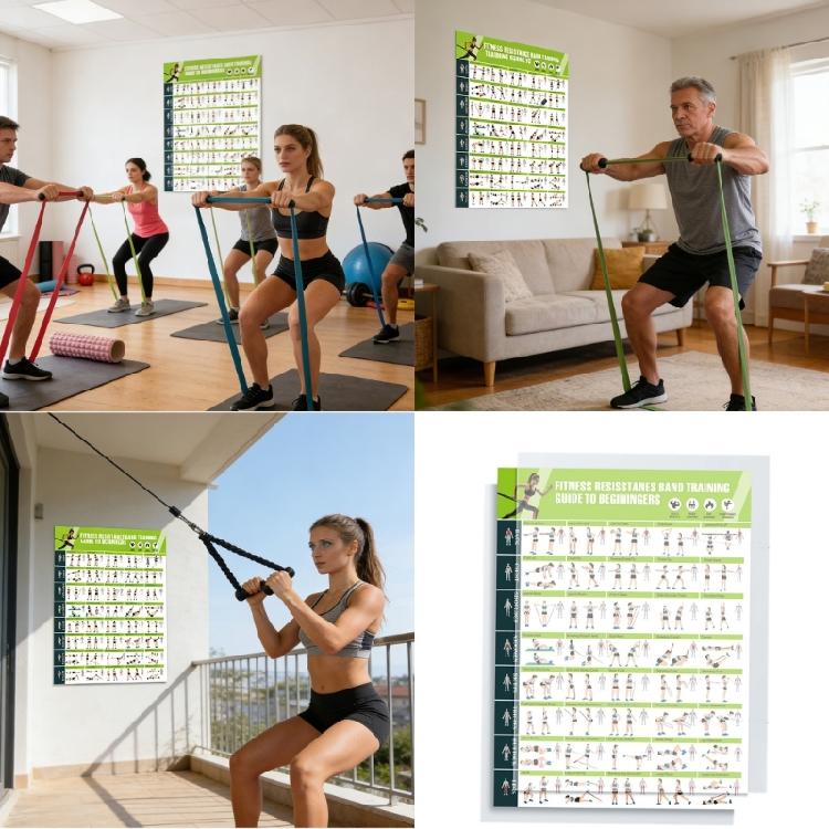 Light Weight Workout Instruction Sheet Fitness Manual Poster With Illustrated Moves Perfect For Home Outdoor Training