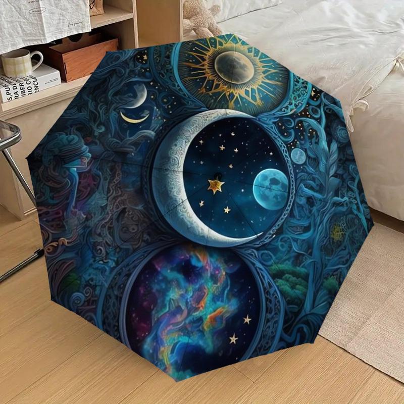 1pc Celestial Yin-Yang Harmony Umbrella with Plastic Handle,Suitable for All Seasons Home Travel Outdoor UmbrellaDD869