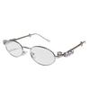 Stylish Sunglasses for Girls Boys Photo Props Travel Hip Hop Oval Frame Oval Frame Rhinestones Glasses Metal Eyewear