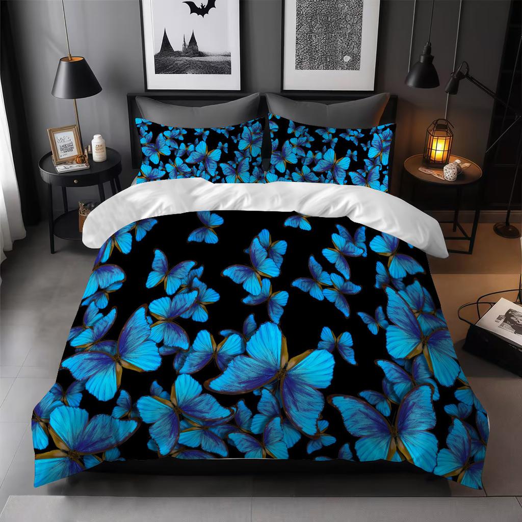 Three-piece butterfly quilt cover 3D digital printing bedding kit Japan