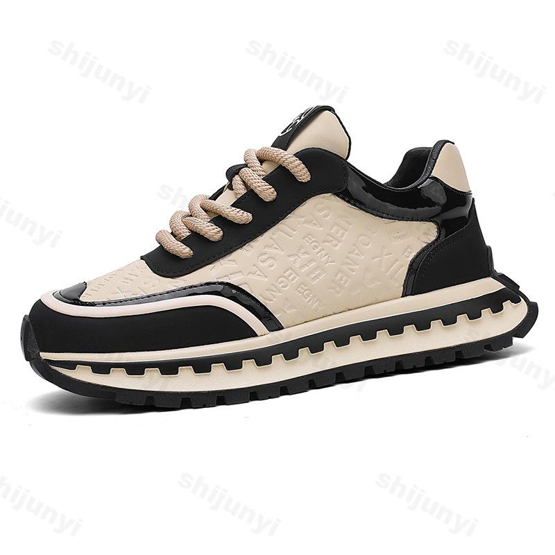 

2026 Breathable Men s Shoes Spring Fashi Trend Casual Sports Shoes Thick Soled Height Increasing Comfortable Running Sneakers 44 чорний