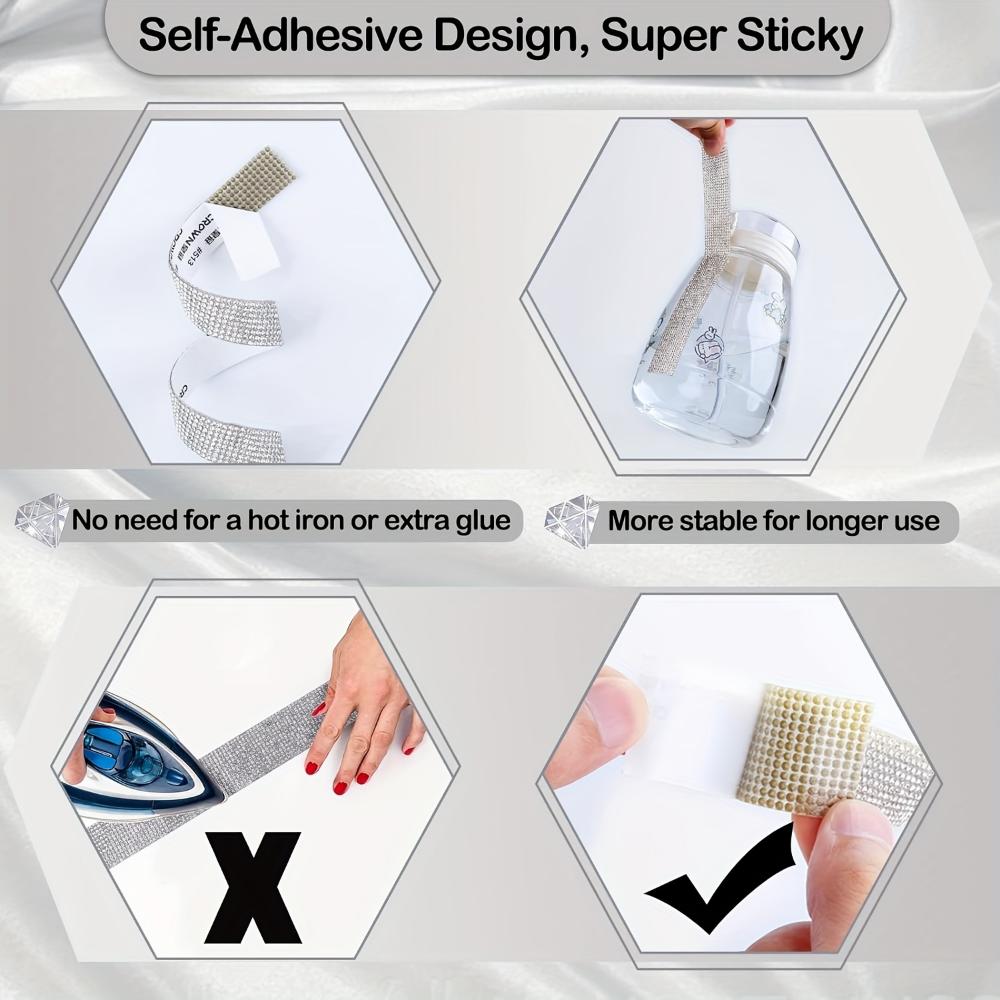 Samoprzylepna taśma z błyszczących pasków z cyrkonii, taśma do ręcznie robionej biżuterii DIY, odpowiednia na przyjęcia weselne, dekoracja szkła samochodowego/telefonicznego