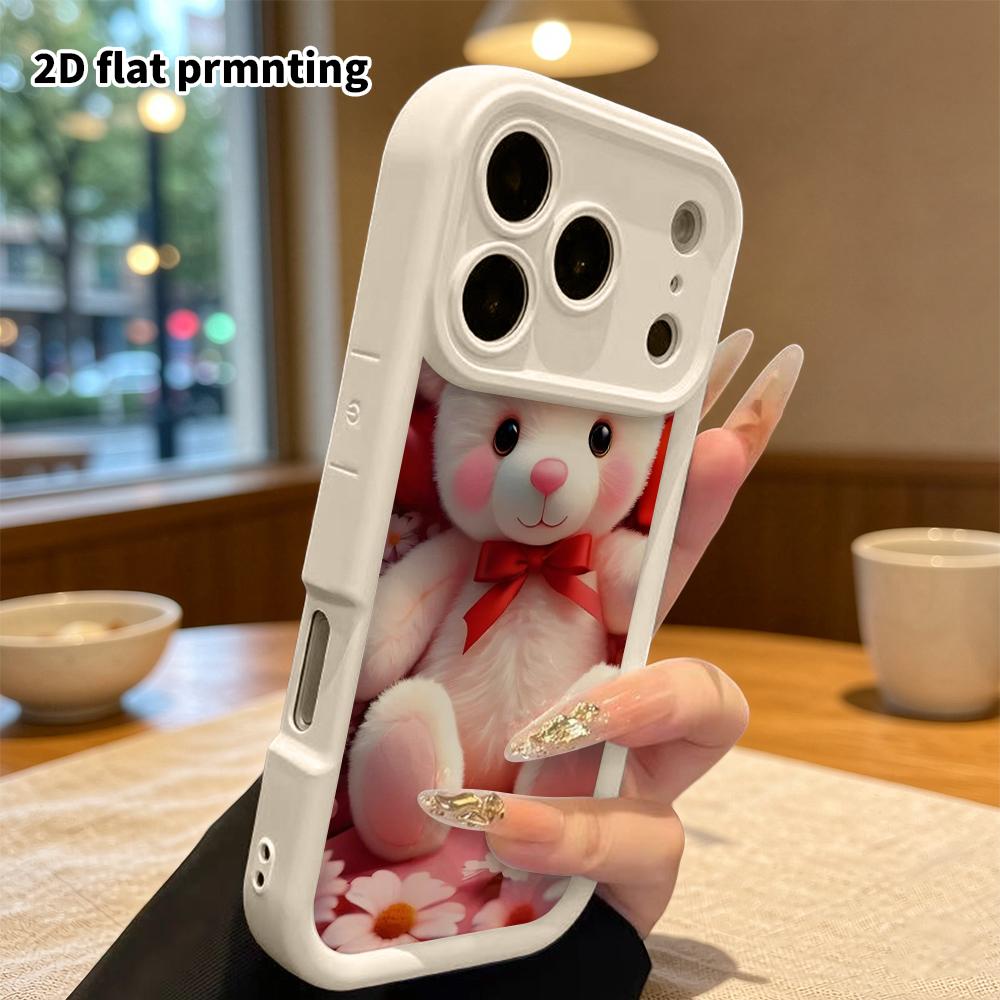 Phone case: 2D flat, suitable for iPhone 18 17 16 15 14 13 Pro protective case, plush little bear, perfect Christmas and Halloween holiday gift