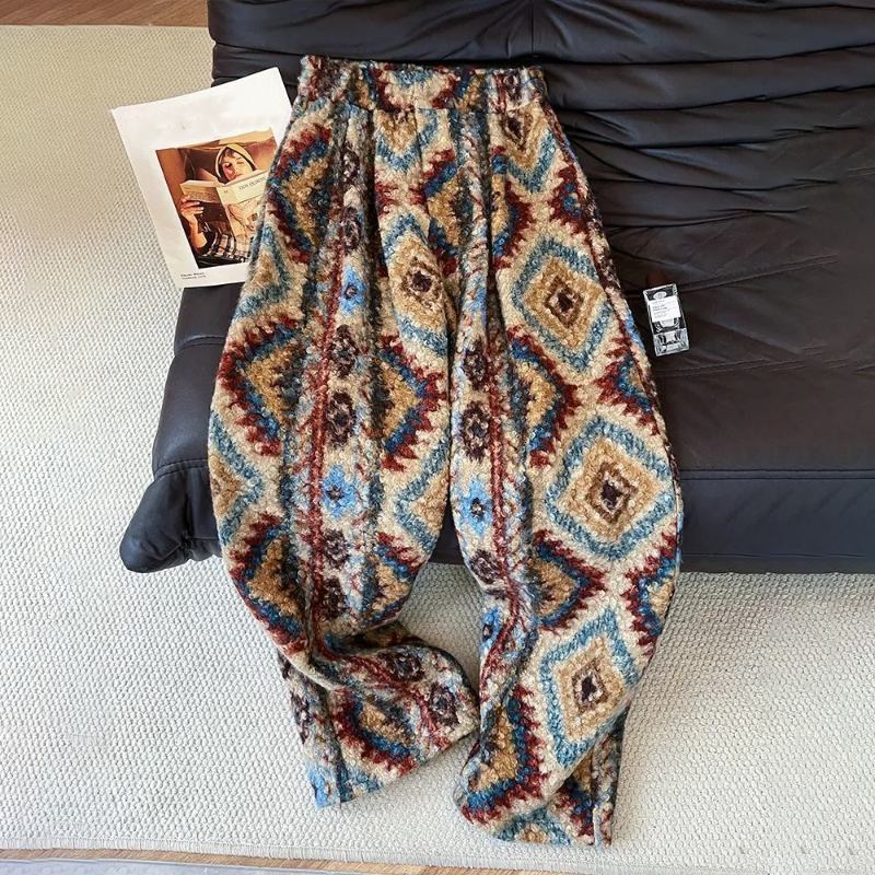 

Брюки для женщин Эластичные с высокой талией Длинные брюки Большого размера Утепленные Эластичные Универсальные Повседневные Брюки с широкими штанинами XXXXL