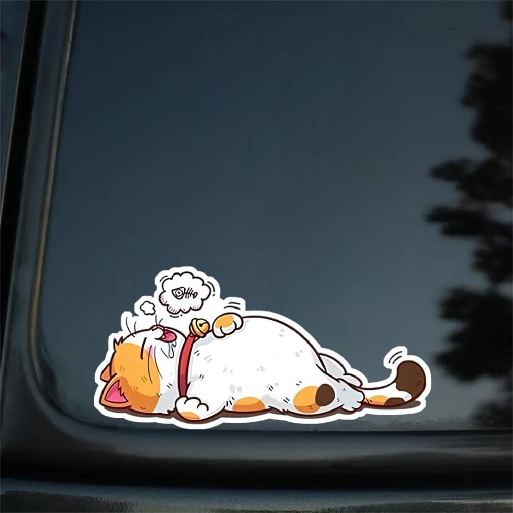 Set of 3 15x7cm Sleeping Cat Waterproof Vinyl Car Decal Window Bumper Exterior Decoration Accessories Scratch Resistant Sticker | #JP08