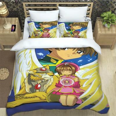 Bettwäsche-Set mit Card Captor Sakura-Print, exquisites Bettwaren-Set, Bettbezug-Set, Bettdecken-Set, luxuriöses Geburtstagsgeschenk