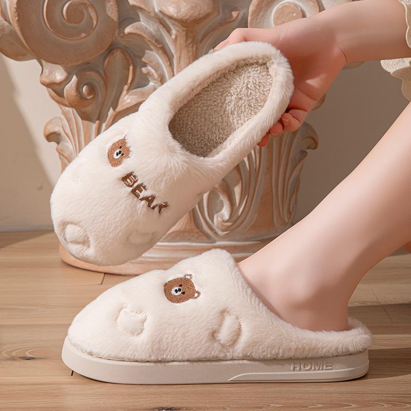 Autumn and Winter Velvet Thick-soled Cotton Slippers 2025 New Non-slip Home Warm Indoor Fluffy Slippers