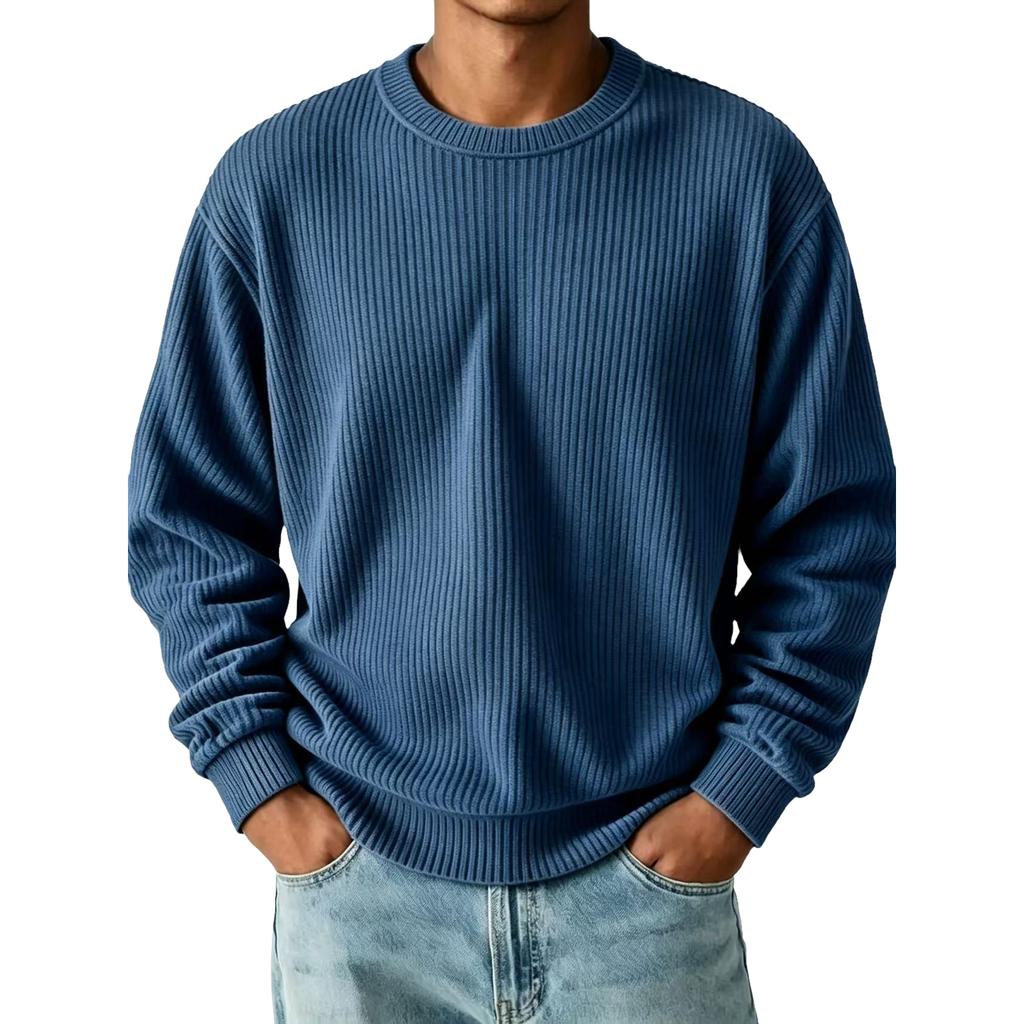 Men's Casual Color Long Sleeve Crewneck T-Shirt Loose Fit Top for Everyday Wear