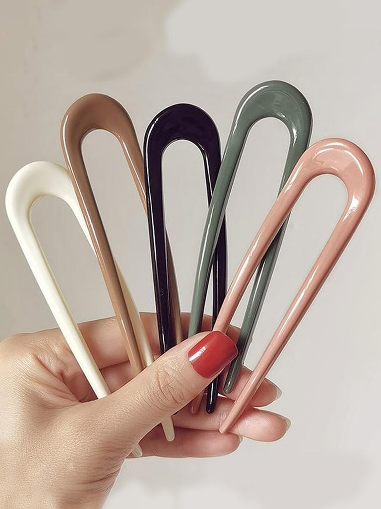 1/5 Pcs Fashion Solid Plastic U-shaped Hair Sticks For Women Girls Party Ponytail Holder Hair Accessories